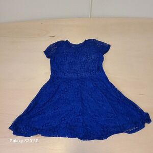 Amoluv Royal Blue Lace Fit‎ Flare Dress Short Sleeve Women XL Pre-Owned